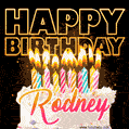 Rodney - Animated Happy Birthday Cake GIF for WhatsApp