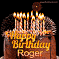 Chocolate Happy Birthday Cake for Roger (GIF)