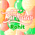 Happy Birthday Image for Rohit. Colorful Birthday Balloons GIF Animation.