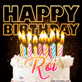Roi - Animated Happy Birthday Cake GIF for WhatsApp