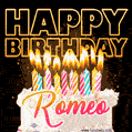Romeo - Animated Happy Birthday Cake GIF for WhatsApp