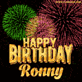Wishing You A Happy Birthday, Ronny! Best fireworks GIF animated greeting card.