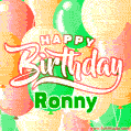 Happy Birthday Image for Ronny. Colorful Birthday Balloons GIF Animation.