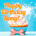 Happy Birthday, Rony! Elegant cupcake with a sparkler.