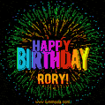 New Bursting with Colors Happy Birthday Rory GIF and Video with Music