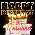 Rosalind - Animated Happy Birthday Cake GIF Image for WhatsApp