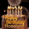 Chocolate Happy Birthday Cake for Roselynn (GIF)