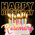 Rosemary - Animated Happy Birthday Cake GIF Image for WhatsApp