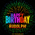 New Bursting with Colors Happy Birthday Rudolph GIF and Video with Music