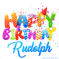 Happy Birthday Rudolph - Creative Personalized GIF With Name
