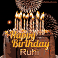 Chocolate Happy Birthday Cake for Ruhi (GIF)