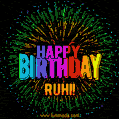 New Bursting with Colors Happy Birthday Ruhi GIF and Video with Music