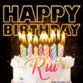 Rui - Animated Happy Birthday Cake GIF for WhatsApp