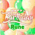 Happy Birthday Image for Rune. Colorful Birthday Balloons GIF Animation.