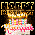 Ruqayyah - Animated Happy Birthday Cake GIF Image for WhatsApp