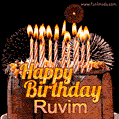 Chocolate Happy Birthday Cake for Ruvim (GIF)