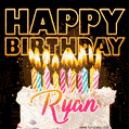 Ryan - Animated Happy Birthday Cake GIF Image for WhatsApp