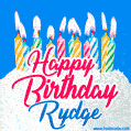 Happy Birthday GIF for Rydge with Birthday Cake and Lit Candles