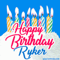 Happy Birthday GIF for Ryker with Birthday Cake and Lit Candles