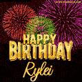 Wishing You A Happy Birthday, Rylei! Best fireworks GIF animated greeting card.