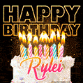 Rylei - Animated Happy Birthday Cake GIF Image for WhatsApp