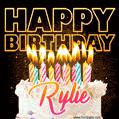 Rylie - Animated Happy Birthday Cake GIF for WhatsApp