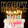 Rylin - Animated Happy Birthday Cake GIF Image for WhatsApp