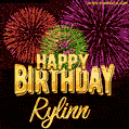 Wishing You A Happy Birthday, Rylinn! Best fireworks GIF animated greeting card.