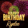 Wishing You A Happy Birthday, Rynlee! Best fireworks GIF animated greeting card.
