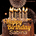 Chocolate Happy Birthday Cake for Sabina (GIF)