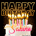 Sabino - Animated Happy Birthday Cake GIF for WhatsApp