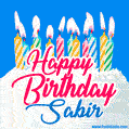 Happy Birthday GIF for Sabir with Birthday Cake and Lit Candles