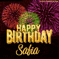 Wishing You A Happy Birthday, Safia! Best fireworks GIF animated greeting card.