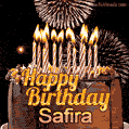 Chocolate Happy Birthday Cake for Safira (GIF)