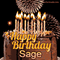 Chocolate Happy Birthday Cake for Sage (GIF)