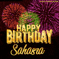 Wishing You A Happy Birthday, Sahasra! Best fireworks GIF animated greeting card.