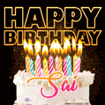 Sai - Animated Happy Birthday Cake GIF for WhatsApp