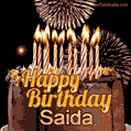 Chocolate Happy Birthday Cake for Saida (GIF)