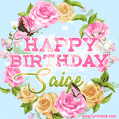 Beautiful Birthday Flowers Card for Saige with Animated Butterflies