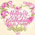 Pink rose heart shaped bouquet - Happy Birthday Card for Sakina