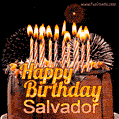 Chocolate Happy Birthday Cake for Salvador (GIF)