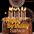 Chocolate Happy Birthday Cake for Salwa (GIF)