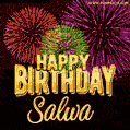 Wishing You A Happy Birthday, Salwa! Best fireworks GIF animated greeting card.