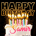 Samir - Animated Happy Birthday Cake GIF for WhatsApp