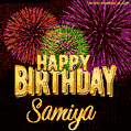 Wishing You A Happy Birthday, Samiya! Best fireworks GIF animated greeting card.