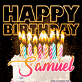Samuel - Animated Happy Birthday Cake GIF for WhatsApp