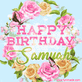 Beautiful Birthday Flowers Card for Samyah with Animated Butterflies