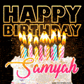 Samyah - Animated Happy Birthday Cake GIF Image for WhatsApp