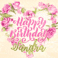 Pink rose heart shaped bouquet - Happy Birthday Card for Sandra