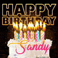 Sandy - Animated Happy Birthday Cake GIF Image for WhatsApp